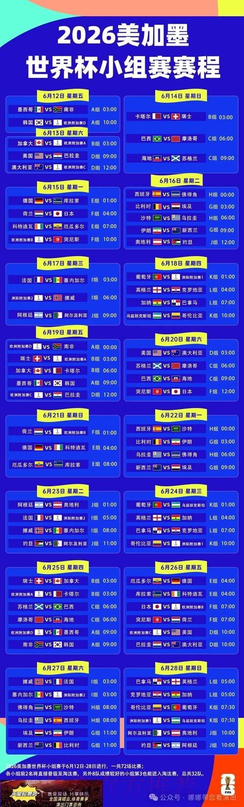 2026世界杯赛程高清版比赛时间表直播平台 2026世界杯赛程高清版比赛时间表直播平台